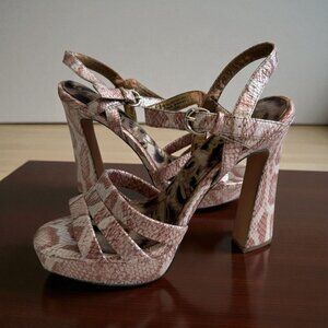 SAM EDELMAN Snake Print Platform Heels Sandals Size 8